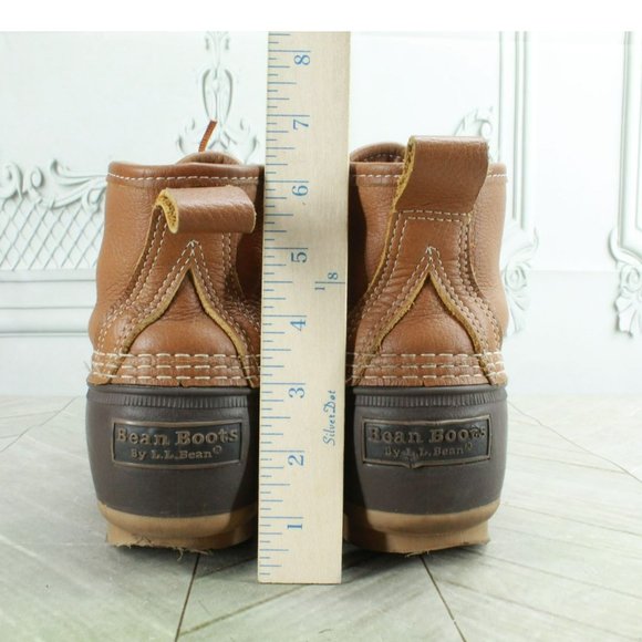 LL Bean Brown Leather Shearling Lined Insulated Ankle Duck Boots Sz 10 M - Picture 5 of 10